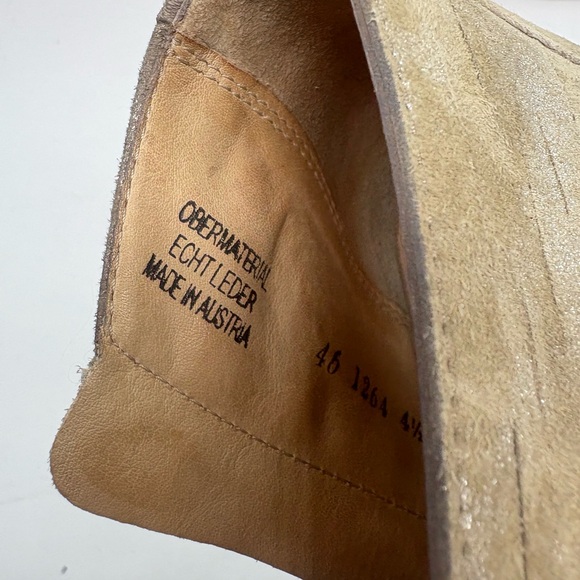 Paul Green Taupe Peep-Toe leather Ankle Boots cutout size 7 stacked wooden heel - Picture 7 of 10